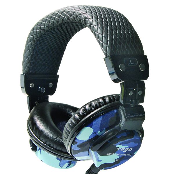Foldable closed-back headphones with powerful bass response - On-ear DJ headphones in dark blue color